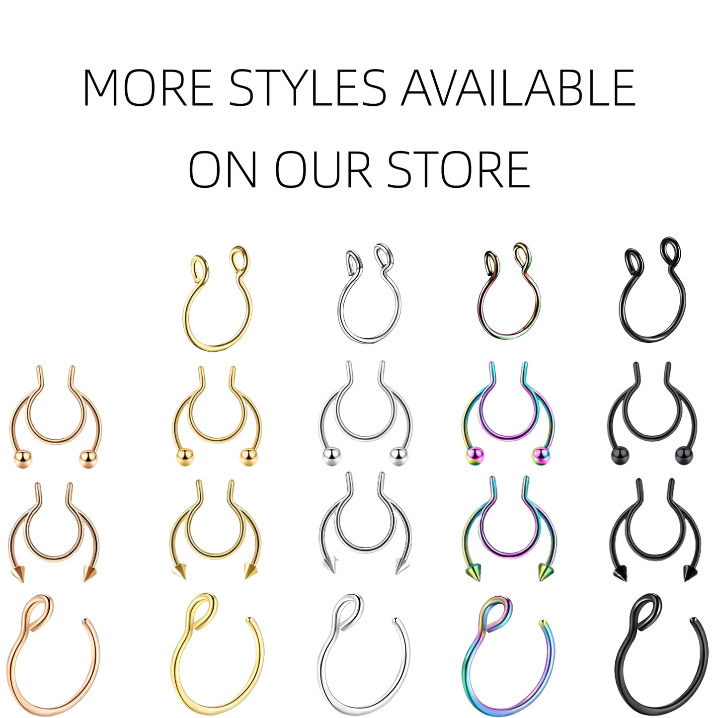 Fake Open Nose Ring Septum Piercing Ear Cuff Hoop Nipple Eyebrow Lip Surgical Steel