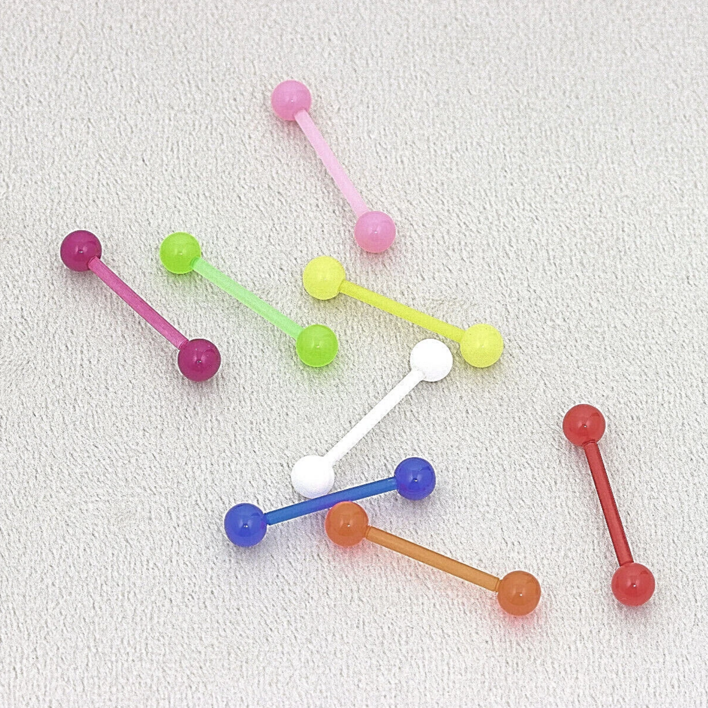 Neon BioFlex Tongue Bar Retainer Ear New Eyebrow Nipple Acrylic Barbel Piercing 1.6mm Gauge