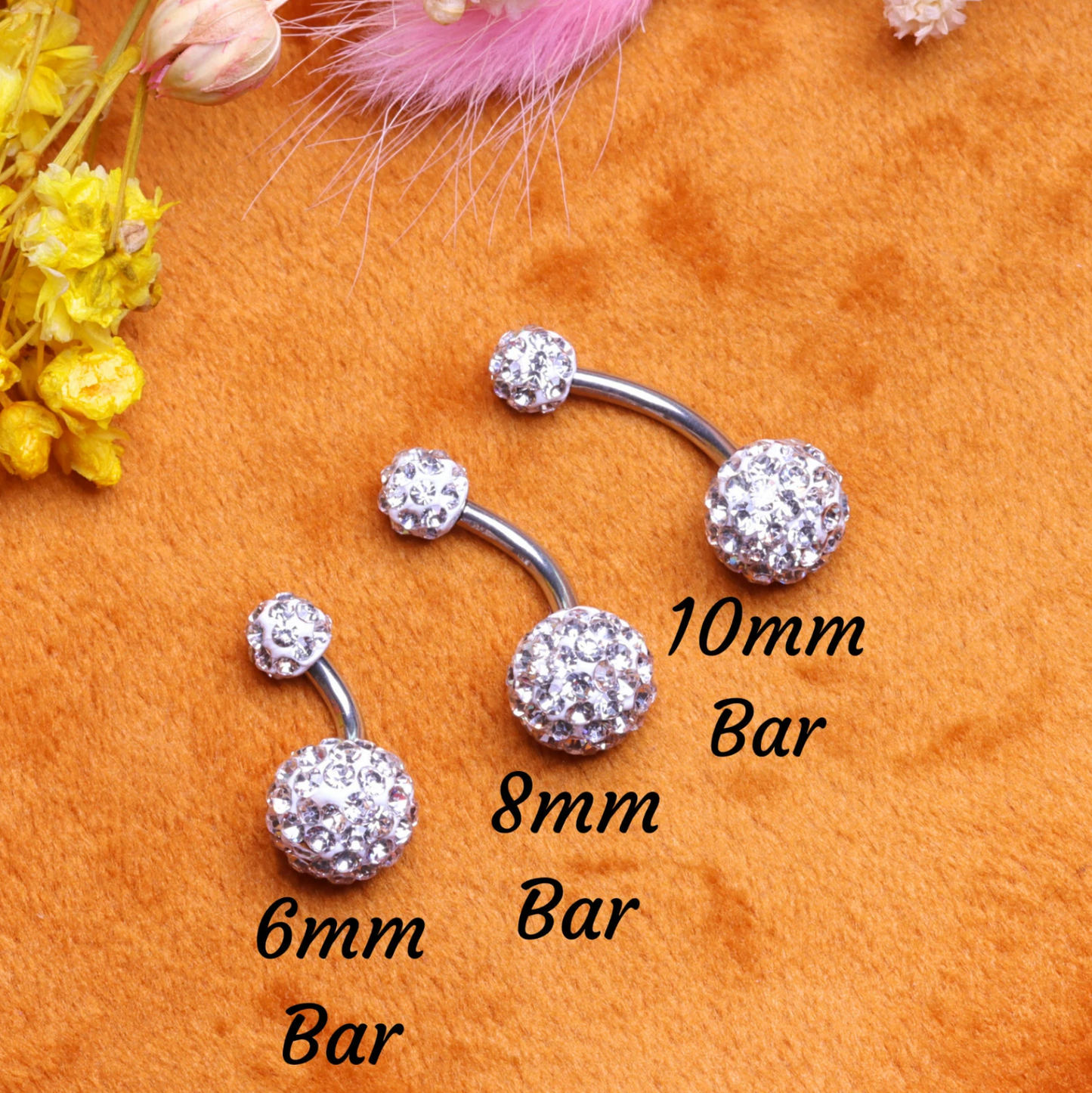 Shamballa Gem Belly Bar Navel Disco Crystal Barbell Labret Lip Bars Tragus Piercing 1.6mm gauge