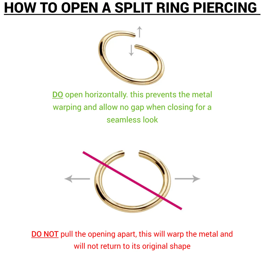 How to open and close a split ring piercing.