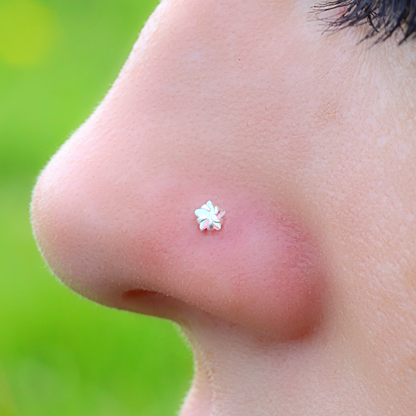 Star Sterling Silver LShape Nose Stud Ring Thin Tragus Helix Ear Lip Piercing