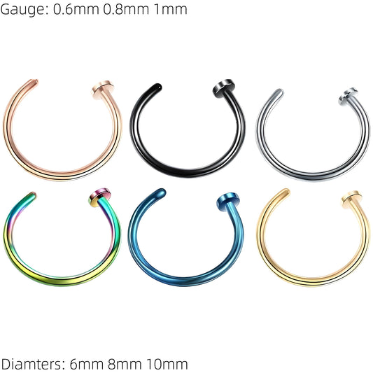 Nose Ring Open Tragus Helix Cartilage Hoop Ear Surgical Septum Piercing