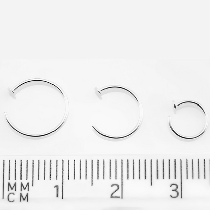 Open 925 Sterling Silver Diamon Cut Nose Ring Hoop Thin Tragus Helix Ear Lip Septum Piercing Nipple