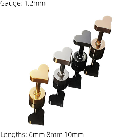 Heart Labret Monroe Tragus Bar Helix Cartilage Lip Ear Stud Ring Piercing 1.2mm gauge