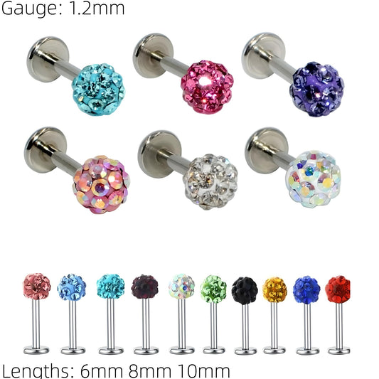 Ferido Crystal Shamballa Labret Monroe Lip Stud Bar Bars Ear Tragus Piercing