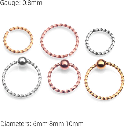 Twisted Nose Ring Septum Tragus Helix Hoop Ear Eyebrow Lip Thin Twist Surgical Steel