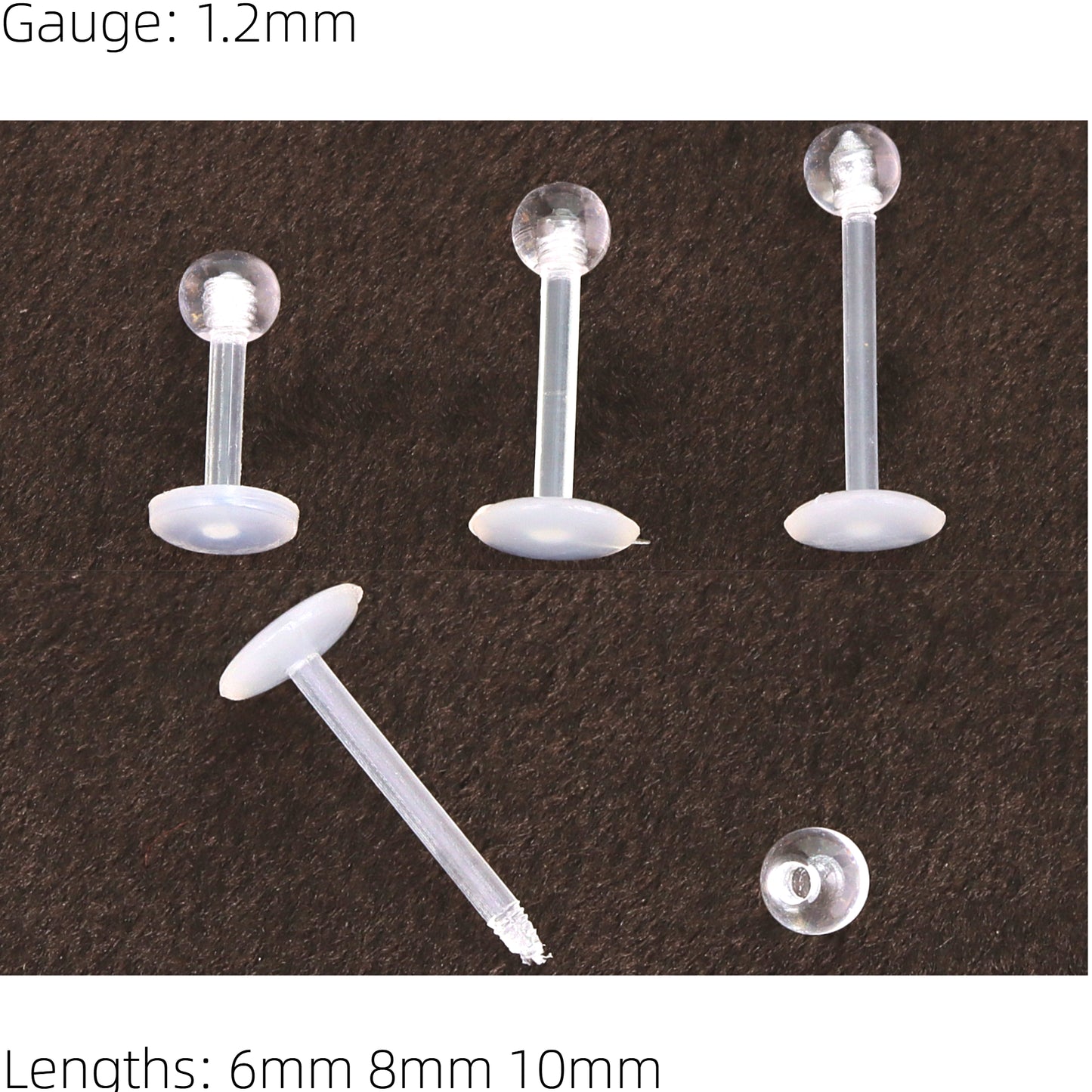 Screw on Ball Clear Retainer Hide it Piercing Nose Stud Straight Ear Helix Bars Lip 1.2mm