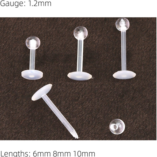 Screw on Ball Clear Retainer Hide it Piercing Nose Stud Straight Ear Helix Bars Lip 1.2mm