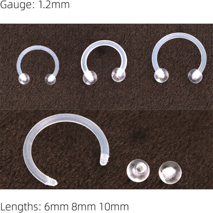 Horseshoe Clear Retainer Hide it Piercing Septum Bar Stud Lip Ear Lip 1.2mm