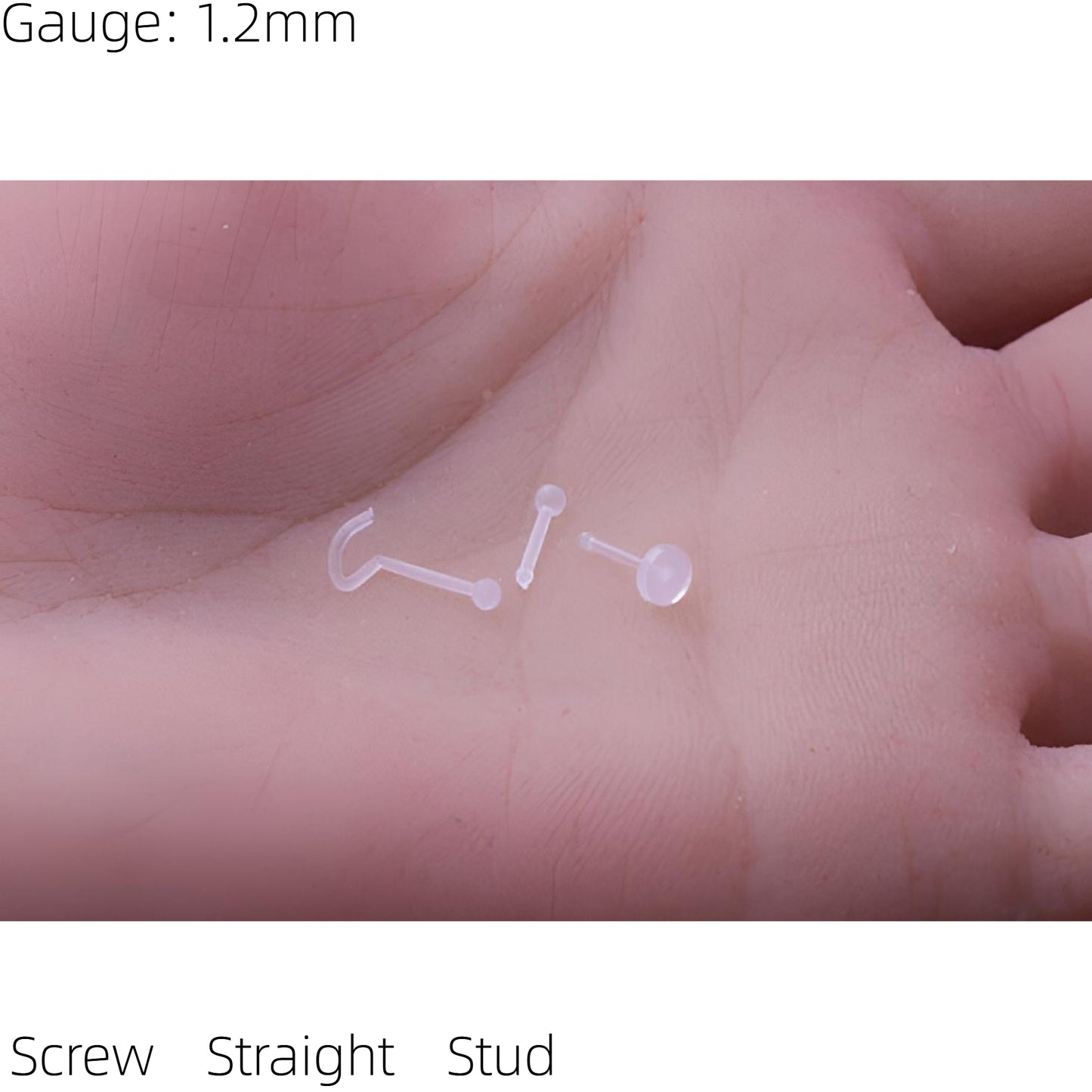 Screw Clear Retainer Straight Hide it Piercing Screw Bar Stud Lip Ear Lip 1.2mm