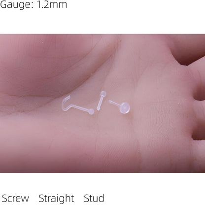 Screw Clear Retainer Straight Hide it Piercing Screw Bar Stud Lip Ear Lip 1.2mm