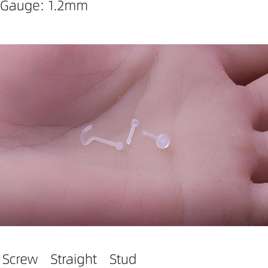 Screw Clear Retainer Straight Hide it Piercing Screw Bar Stud Lip Ear Lip 1.2mm