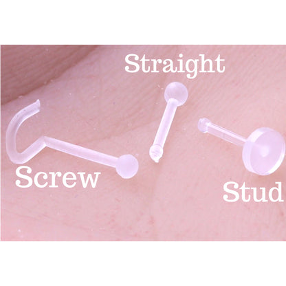 Screw Clear Retainer Straight Hide it Piercing Screw Bar Stud Lip Ear Lip 1.2mm