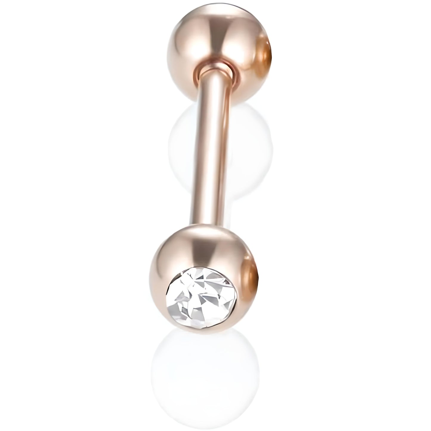 Bezel Gem Tongue Bars Bar Gem Surgical Steel Barbell Piercing Ear Eyebrow Nipple 1.6mm Gauge