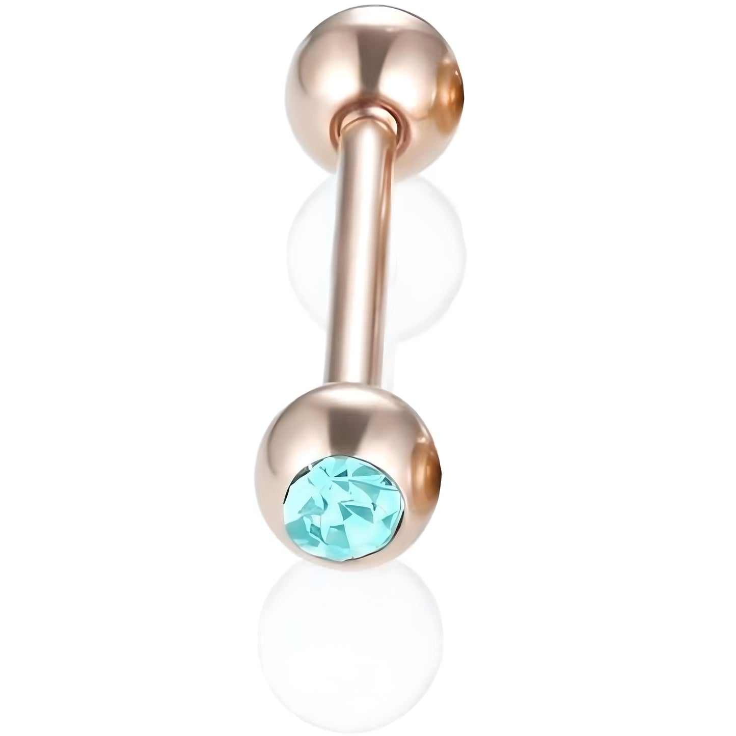 Bezel Gem Tongue Bars Bar Gem Surgical Steel Barbell Piercing Ear Eyebrow Nipple 1.6mm Gauge