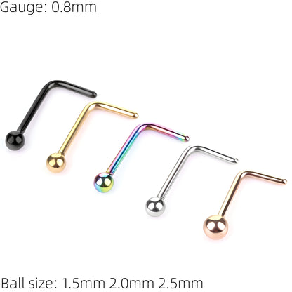 L Shape Nose Stud Surgical Steel Bone End Pin Piercing