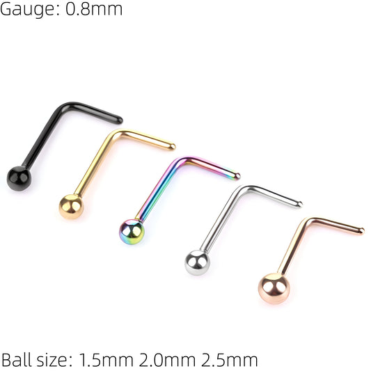L Shape Nose Stud Surgical Steel Bone End Pin Piercing