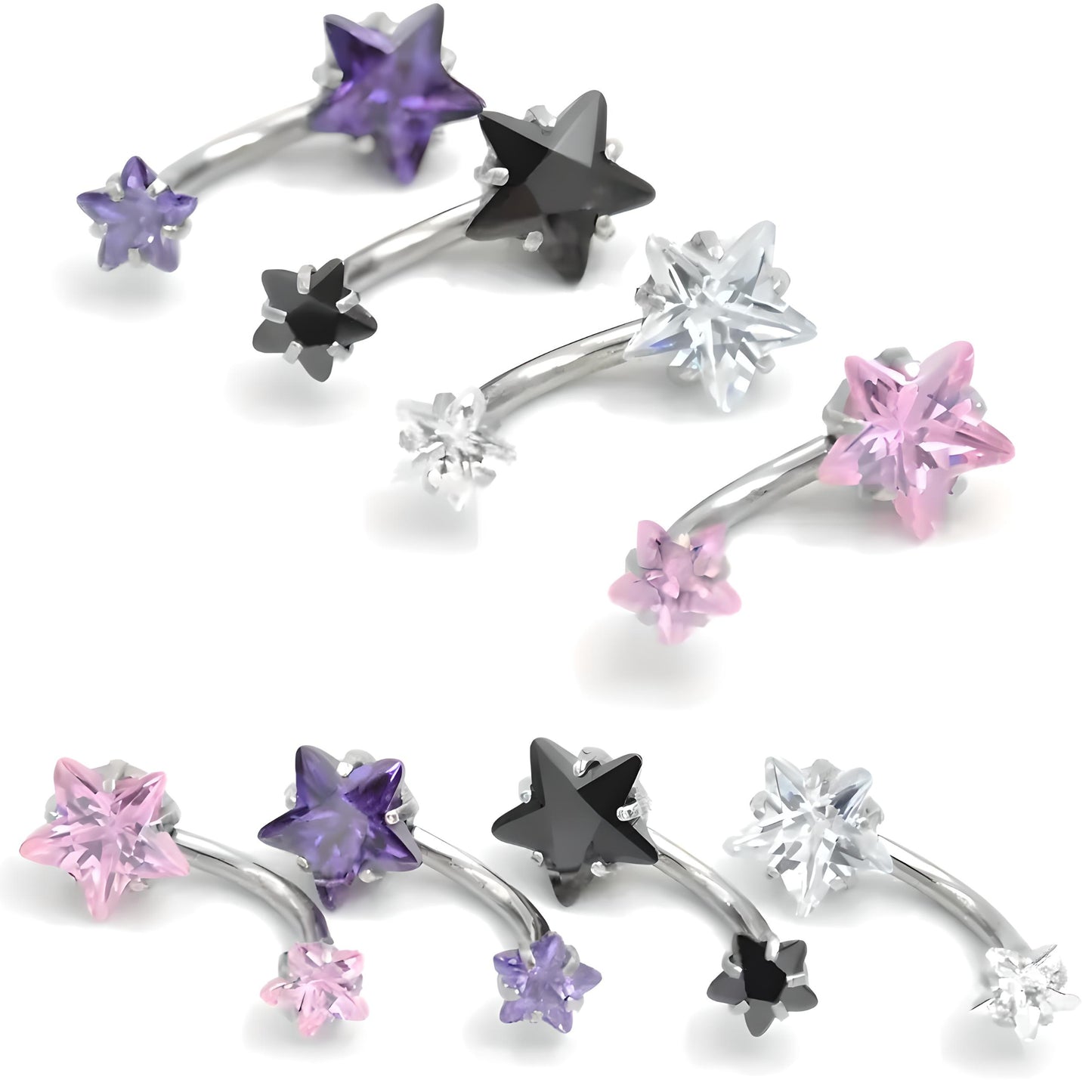Star Belly Bar Navel Crystal Gem Monroe Labret Bars Tragus Piercing