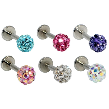 Ferido Crystal Shamballa Labret Monroe Lip Stud Bar Bars Ear Tragus Piercing