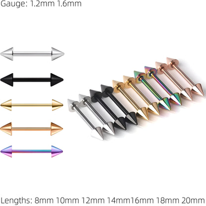 Tongue Bar Ear New Spike Eyebrow Nipple Tragus Surgical Steel Barbell Piercing
