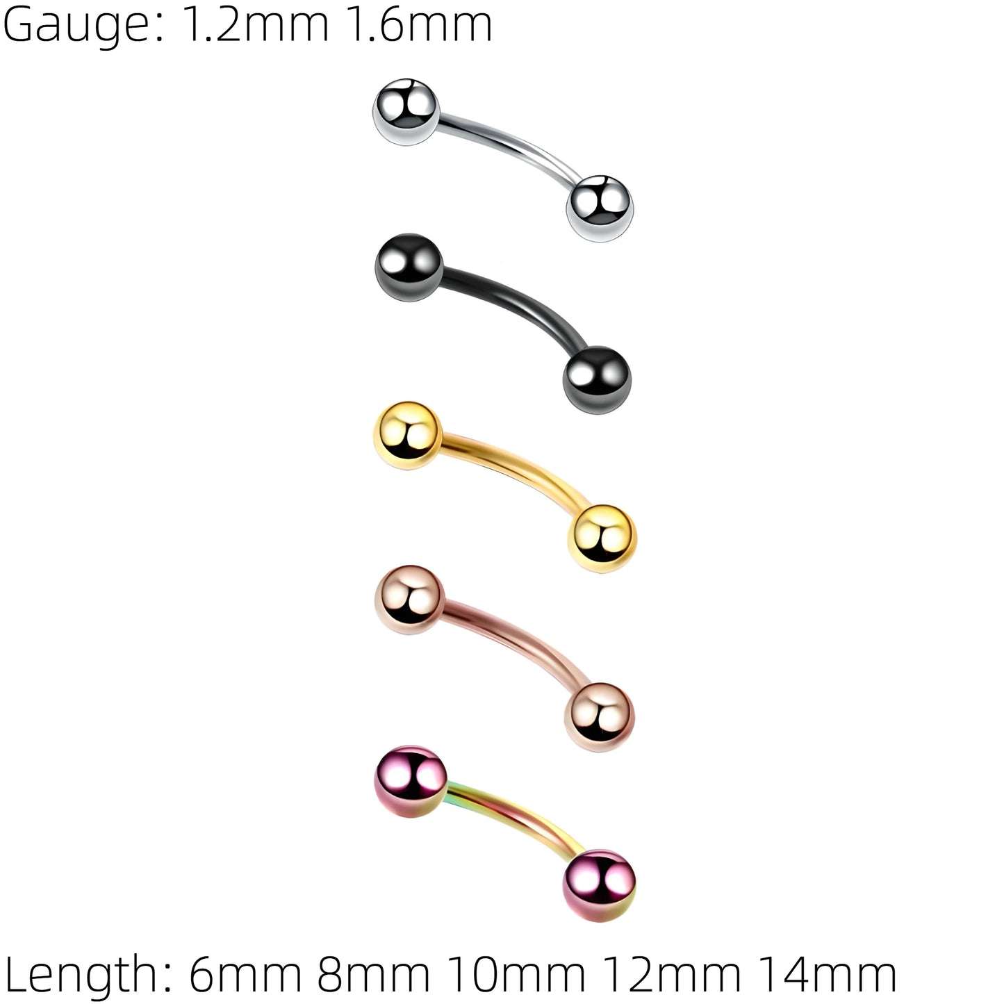 Curved Eyebrow Bar Piercing Lip Ear New Eyebrow Banana Barbell Belly Ball