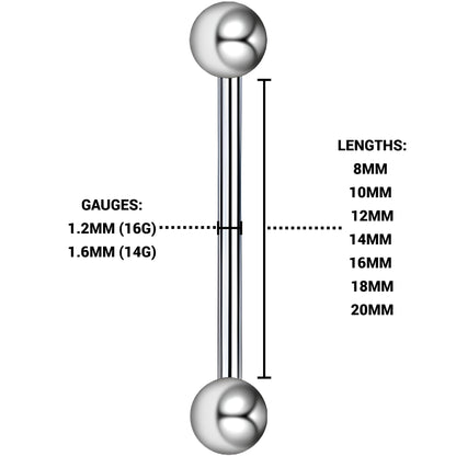 Anodized Titanium Straight Barbell Piercing, Eyebrow, Silver Nipple Jewellery, Industrial Ear Piercing, Tiny Piercing, Nose UK ASTM F136 UK
