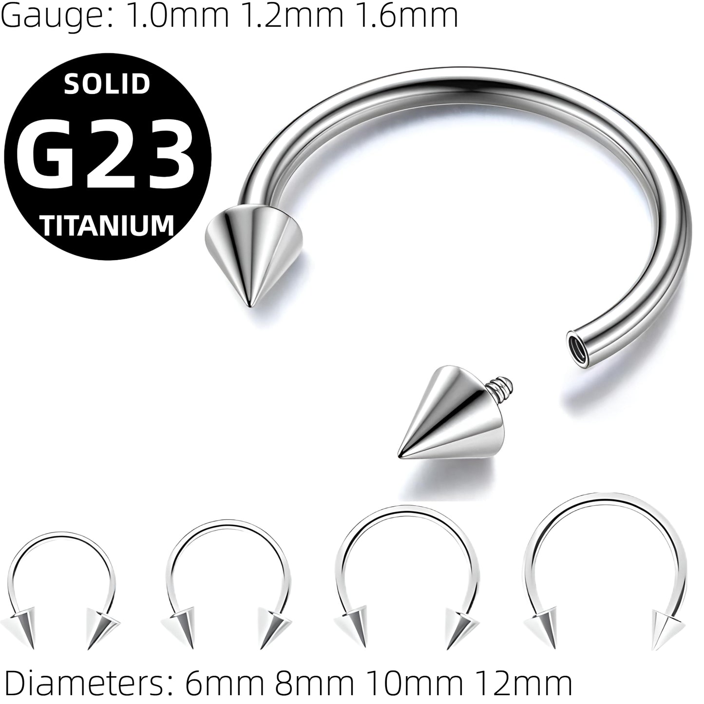 Titanium Spike Horseshoe Piercing Cartilage Barbell Circular Septum Tragus Ear Nipple