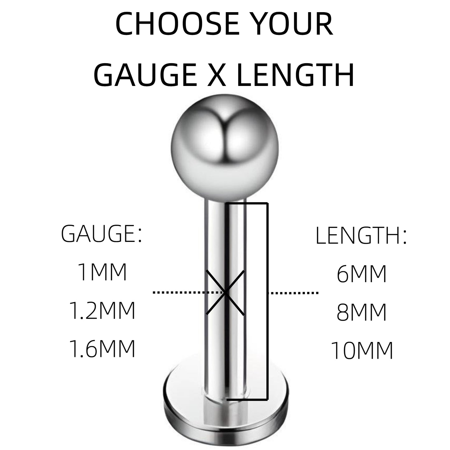 Ball Labret Monroe Bars Nose Ring Hoop Lip Tragus Stud Ear Helix Cartilage Piercing