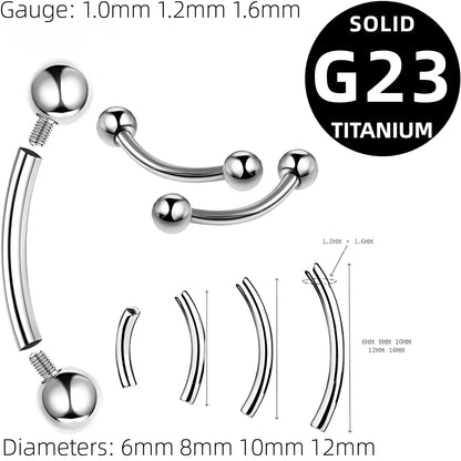 Titanium Curved Eyebrow Bar Piercing Lip Ear New Eyebrow Banana Barbell Belly Ball