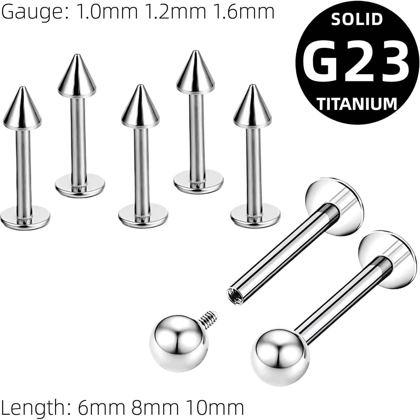 Titanium Labret Monroe Bars Nose Ring Hoop Lip Tragus Stud Ear Helix Cartilage Piercing Ball Spike