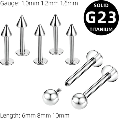 Titanium Labret Monroe Bars Nose Ring Hoop Lip Tragus Stud Ear Helix Cartilage Piercing Ball Spike