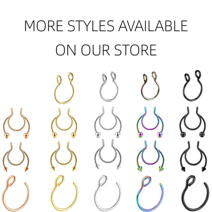 Fake Open Nose Ring Septum Piercing Ear Cuff Hoop Nipple Eyebrow Lip Surgical Steel