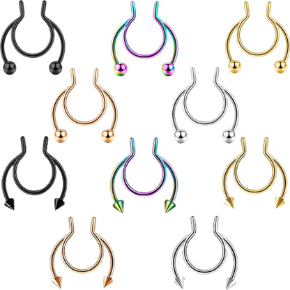 Fake Horseshoe Nose Ring Septum Piercing Ear Cuff Hoop Nipple Eyebrow Lip Surgical Steel