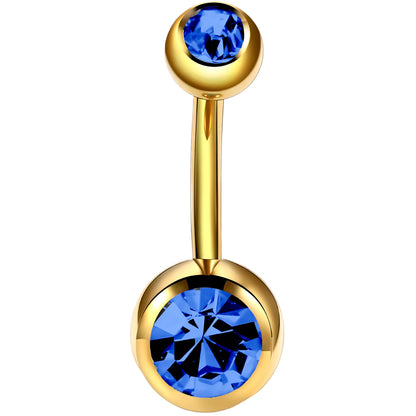 Bezel Gem Belly Bar Navel Crystal Shamballa Gem Barbell Labret Lip Bars Tragus Piercing 1.6mm gauge