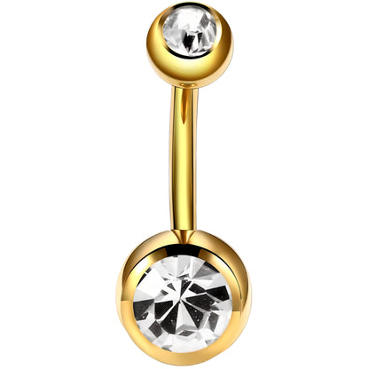 Bezel Gem Belly Bar Navel Crystal Shamballa Gem Barbell Labret Lip Bars Tragus Piercing 1.6mm gauge