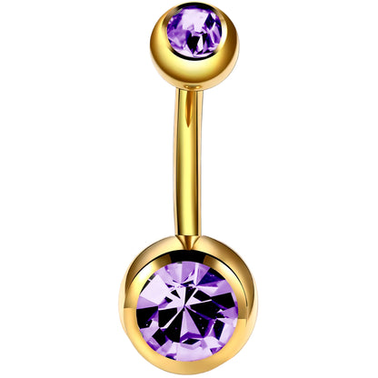 Bezel Gem Belly Bar Navel Crystal Shamballa Gem Barbell Labret Lip Bars Tragus Piercing 1.6mm gauge