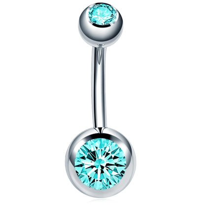 Bezel Gem Belly Bar Navel Crystal Shamballa Gem Barbell Labret Lip Bars Tragus Piercing 1.6mm gauge