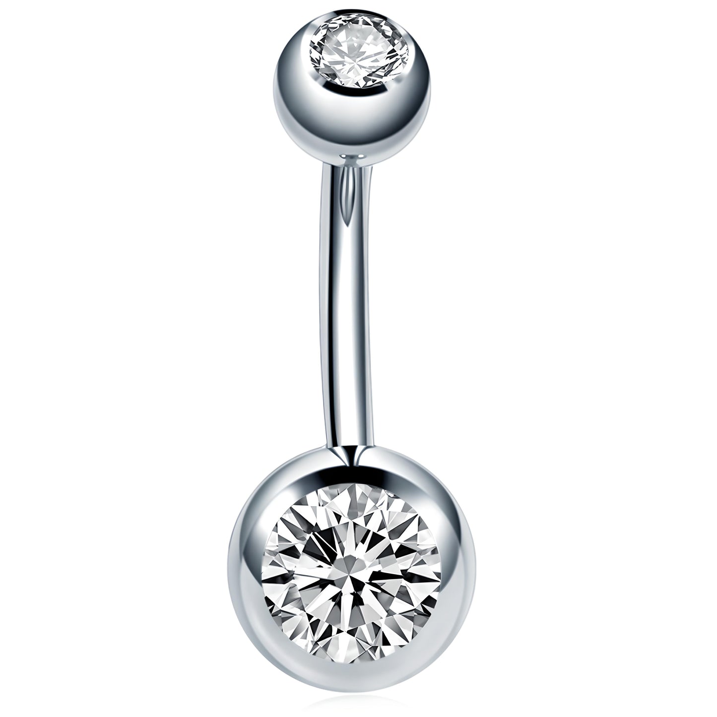 Bezel Gem Belly Bar Navel Crystal Shamballa Gem Barbell Labret Lip Bars Tragus Piercing 1.6mm gauge