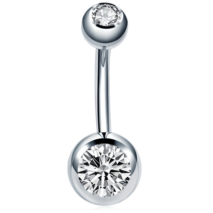 Bezel Gem Belly Bar Navel Crystal Shamballa Gem Barbell Labret Lip Bars Tragus Piercing 1.6mm gauge