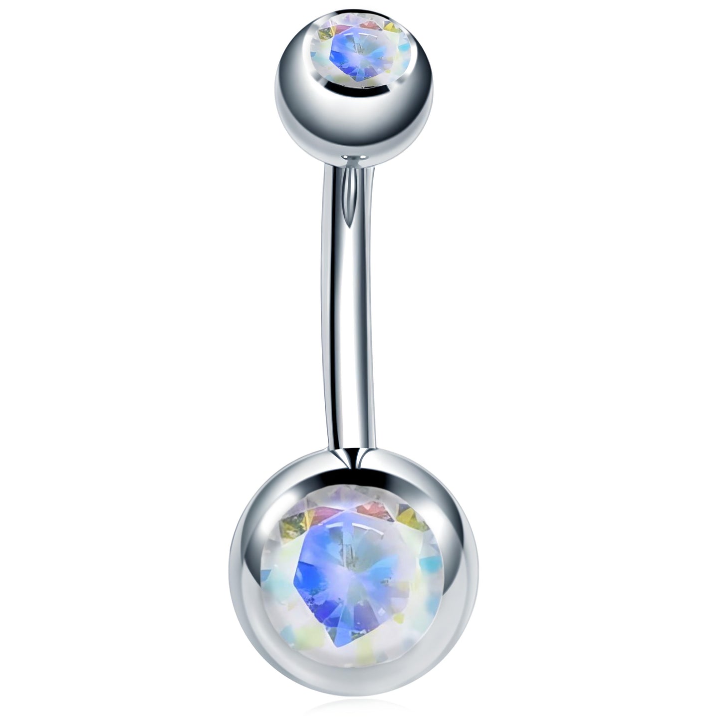 Bezel Gem Belly Bar Navel Crystal Shamballa Gem Barbell Labret Lip Bars Tragus Piercing 1.6mm gauge