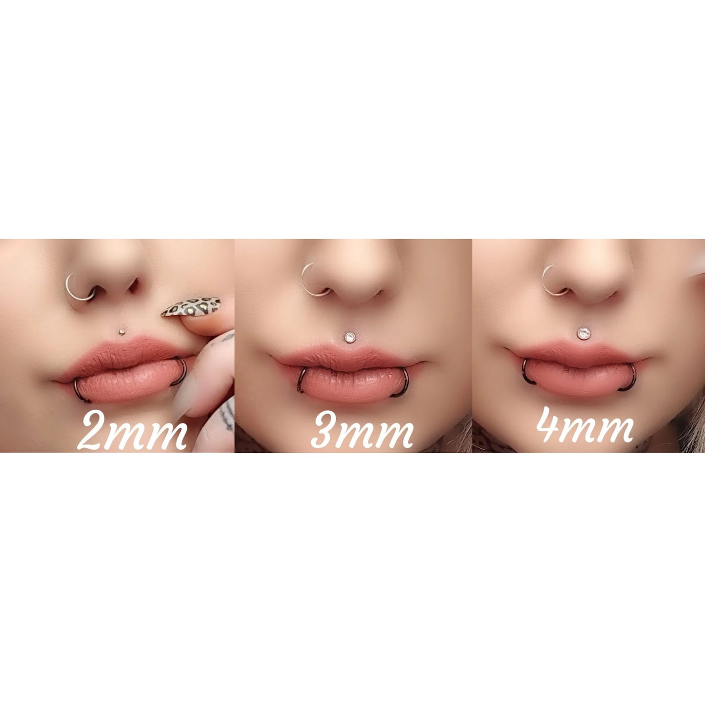 Bezel Round Gem Labret Monroe Bars Nose Ring Hoop Lip Tragus Stud Ear Piercing 1.2mm Gauge