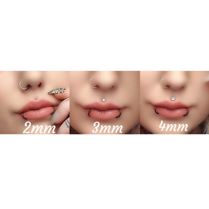 Bezel Round Gem Labret Monroe Bars Nose Ring Hoop Lip Tragus Stud Ear Piercing 1.2mm Gauge