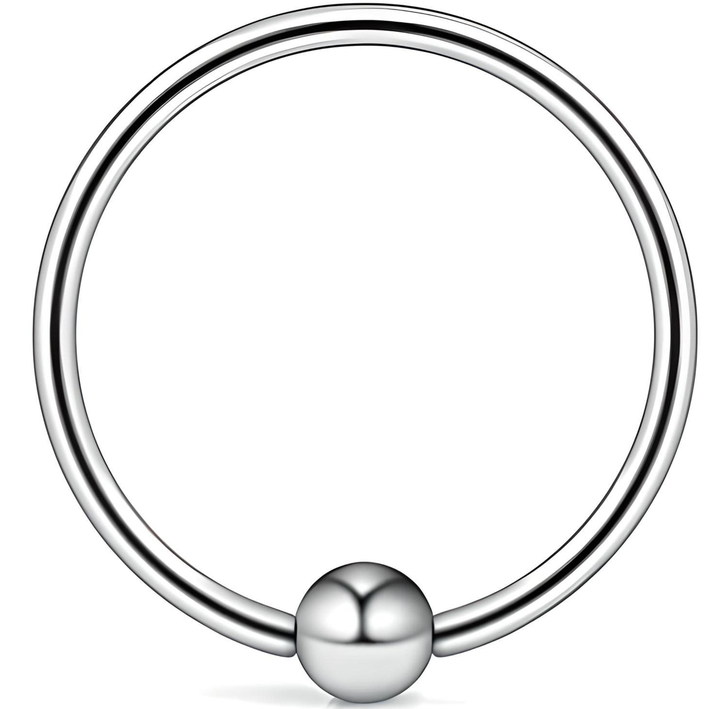 Nose Ring Hoop with Ball,  Surgical Steel Tragus, Helix & Cartilage Piercing 0.6mm Gauge