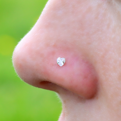 Lshape 925 Sterling Silver Nose Stud Ring Thin Tragus Helix Ear Lip Piercing Star Hear Square Round