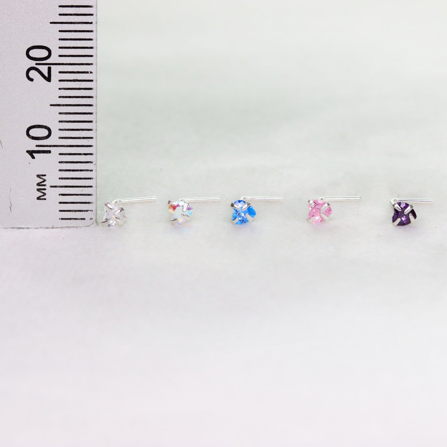 Heart Sterling Silver LShape Nose Stud Ring Thin Tragus Helix Ear Lip Piercing
