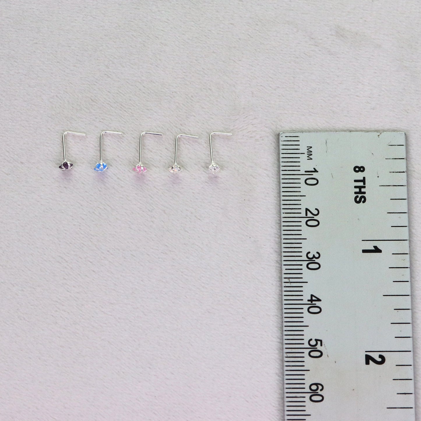 Star Sterling Silver LShape Nose Stud Ring Thin Tragus Helix Ear Lip Piercing