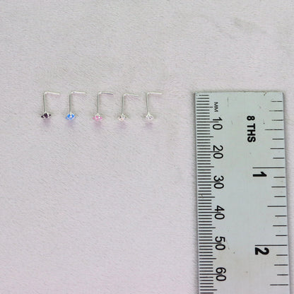 Star Sterling Silver LShape Nose Stud Ring Thin Tragus Helix Ear Lip Piercing