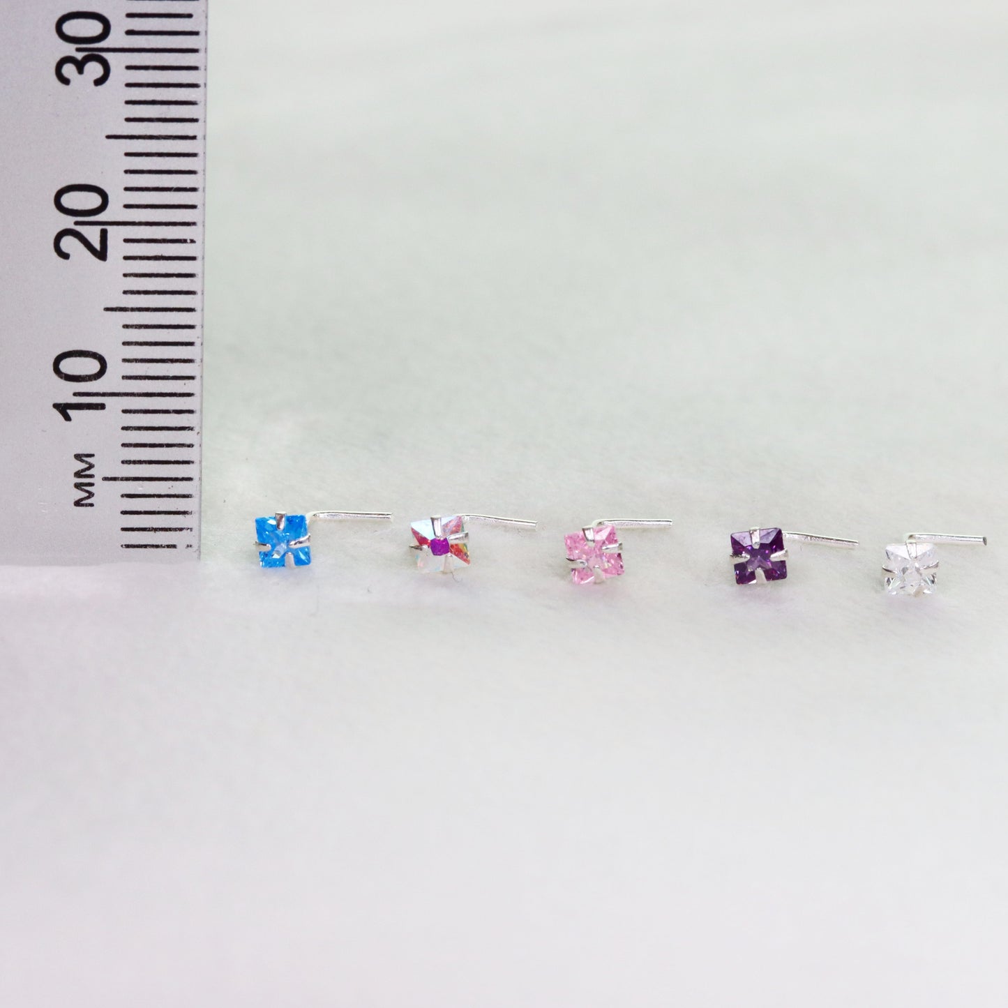 Square Sterling Silver LShape Nose Stud Ring Thin Tragus Helix Ear Lip Piercing