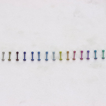 Anodised Titanium Labret Monroe Bars Nose Lip Tragus Stud Ear Helix Cartilage BALL