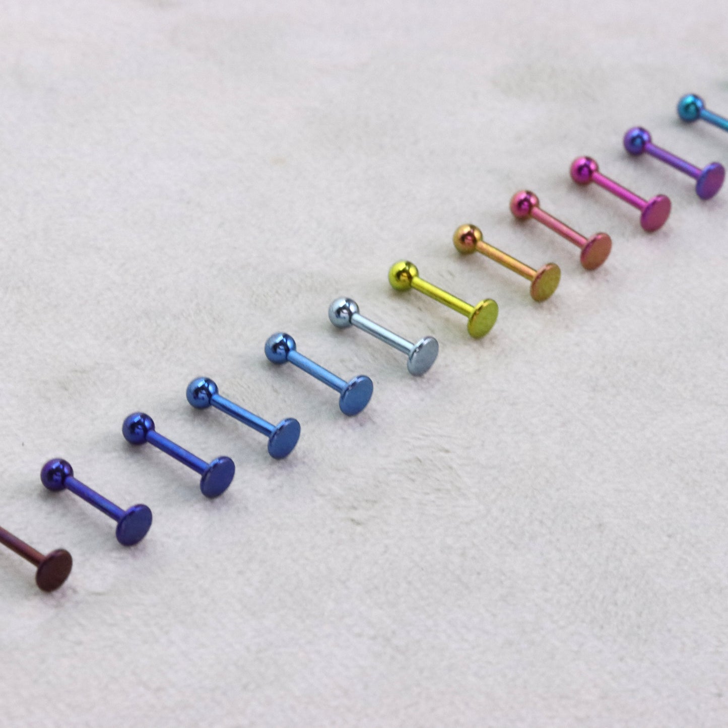 Anodised Titanium Labret Monroe Bars Nose Lip Tragus Stud Ear Helix Cartilage BALL